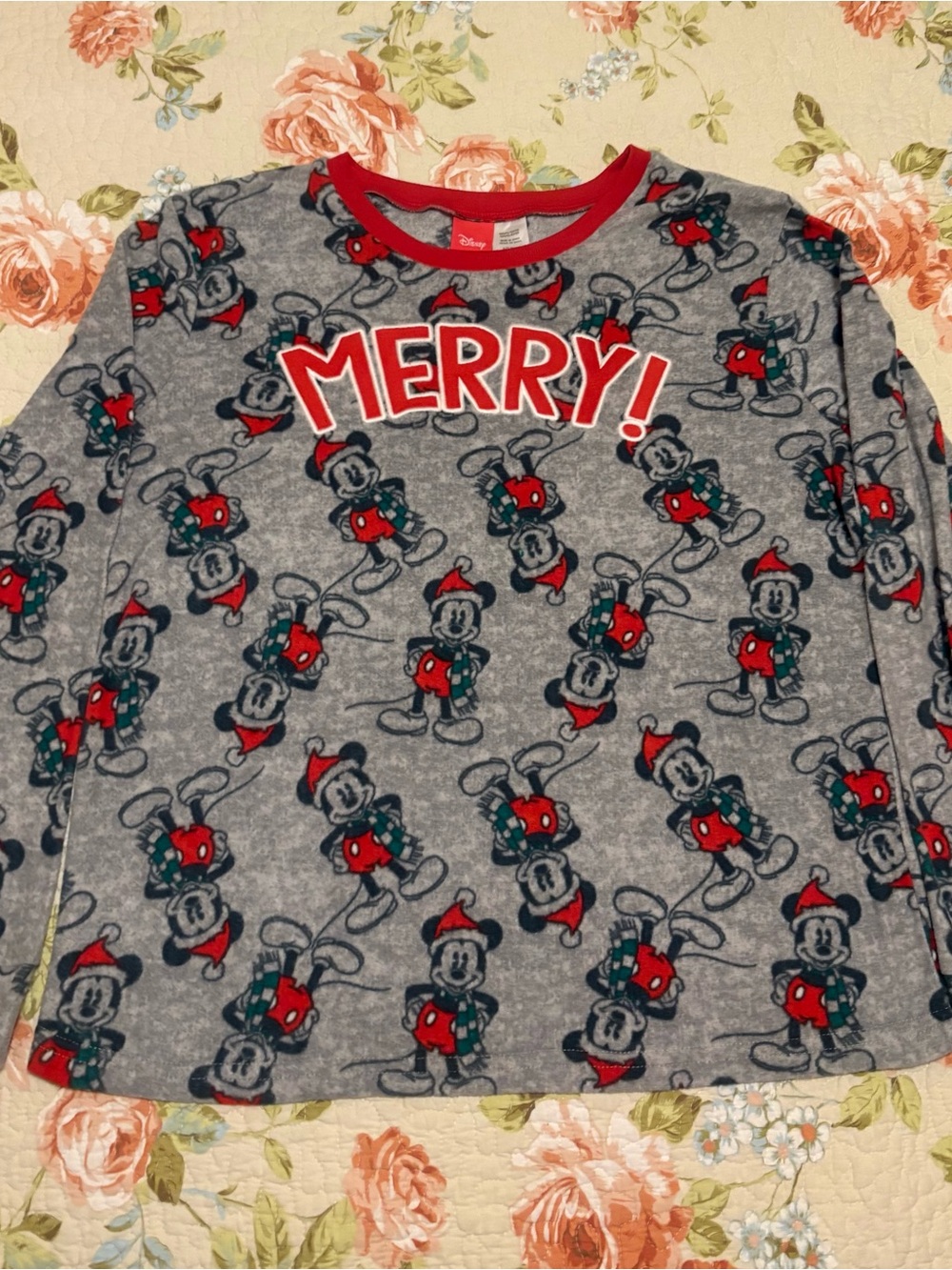 Disney Christmas Mickey Mouse Long Sleeve Top Women’s Size Small